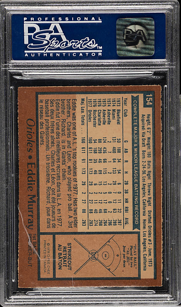1978 O-Pee-Chee #154 Eddie Murray Rookie PSA NM 7