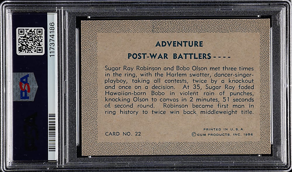 1956 Adventure Gum #22 Post-War Battlers PSA MINT 9