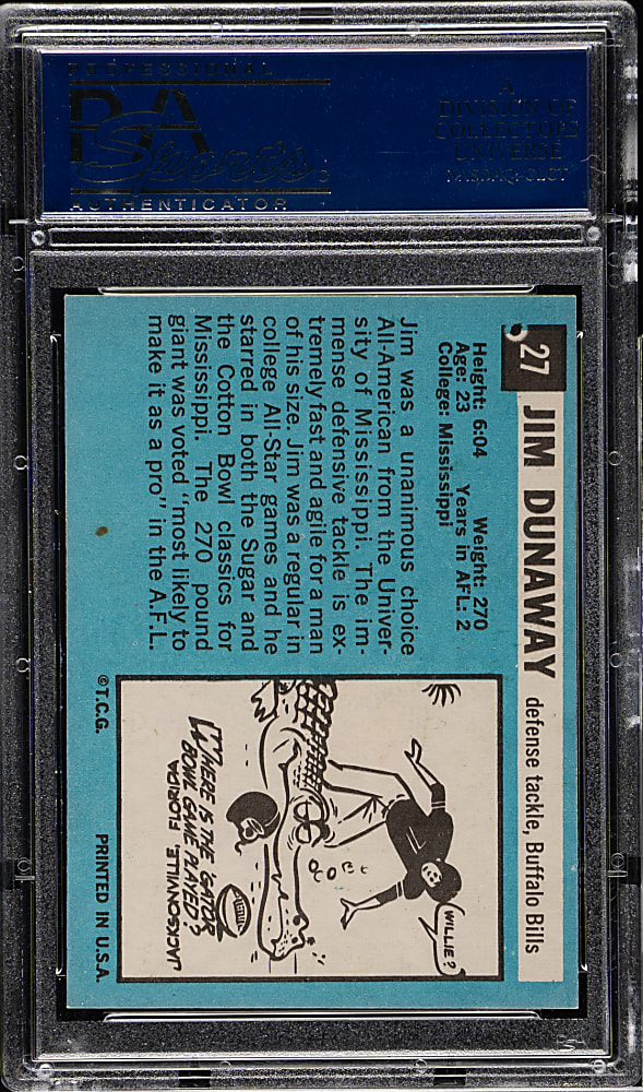 1964 Topps Football #27 Jim Dunaway PSA NM 7