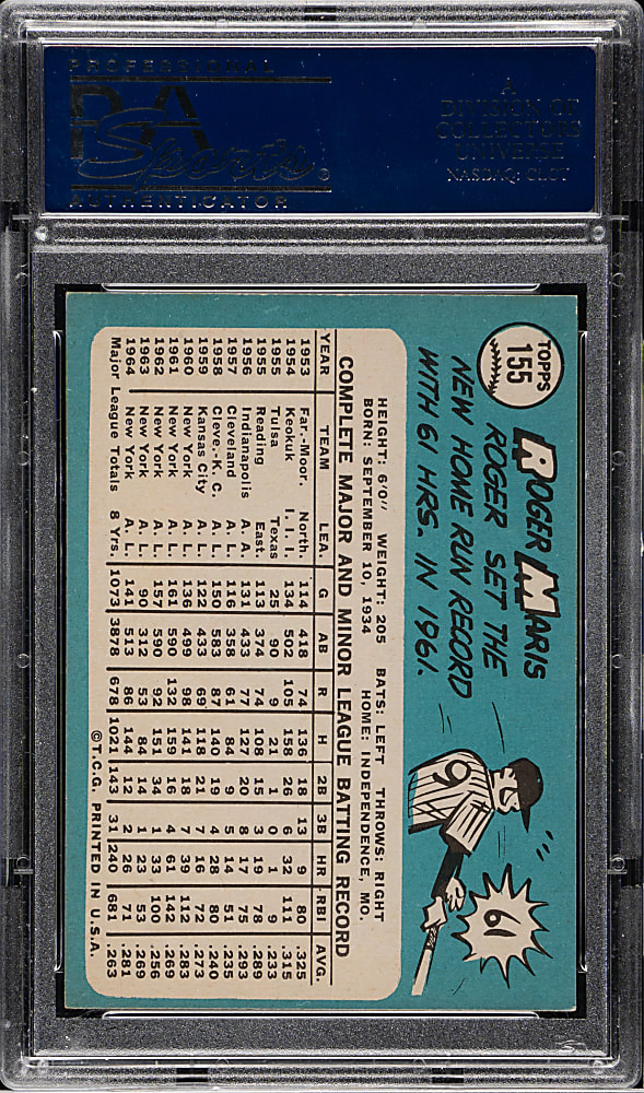 1965 Topps #155 Roger Maris PSA PSA EX-MT+ 6.5