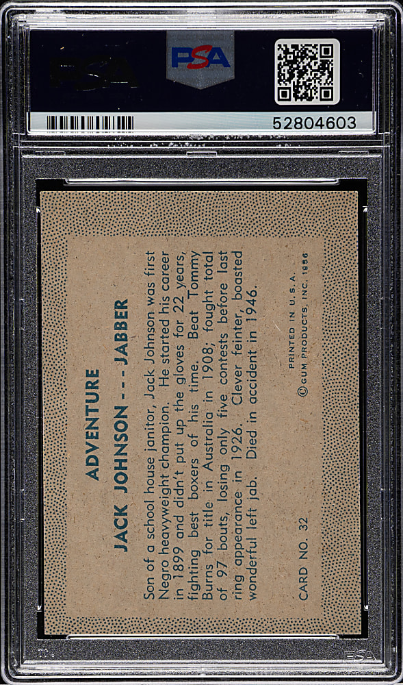 1956 Adventure Gum #32 Jack Johnson PSA NM-MT 8
