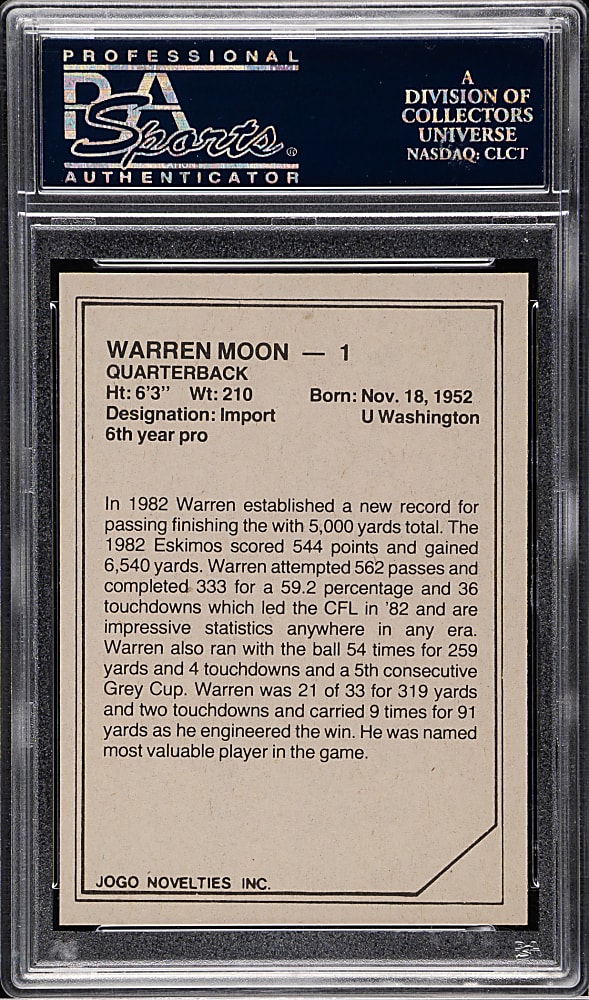 1983 JOGO Football Warren Moon PSA NM-MT 8