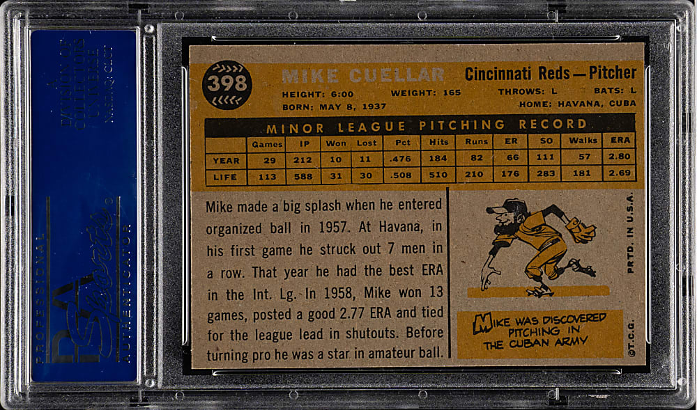 1960 Topps #398 Mike Cuellar PSA MINT 9