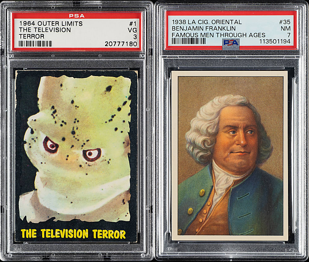 1938 and 1964 La Cig. Oriental and Topps "Outer Limits" PSA-Graded Pair