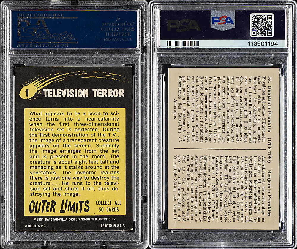 1938 and 1964 La Cig. Oriental and Topps "Outer Limits" PSA-Graded Pair