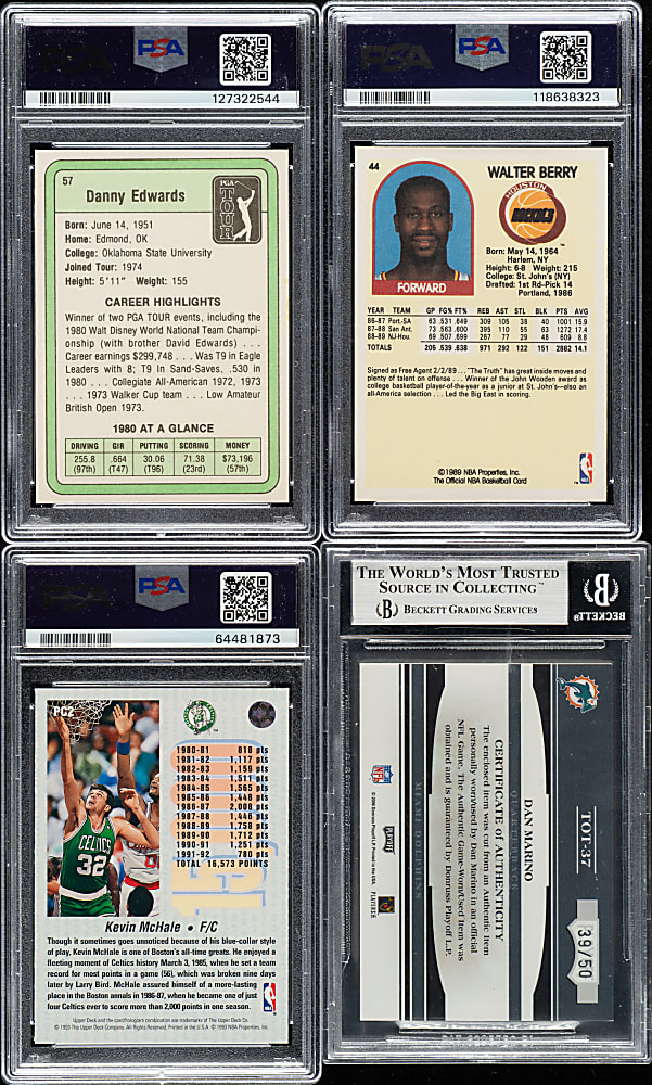 1981 to 2006 Upper Deck, Donruss, and NBA Hoops Golf, Basketball, and Football PSA- and BGS-Graded Collection (4)