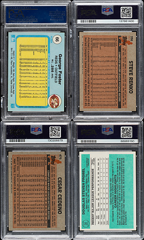 1982 to 1984 Topps, Fleer, and Donruss PSA GEM MINT 10 Collection (4)