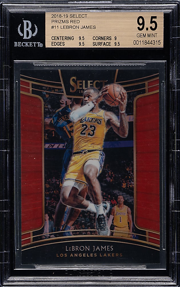2018-2019 Panini Select Basketball #11 LeBron James Red Prizm #144/199 BGS GEM MINT 9.5