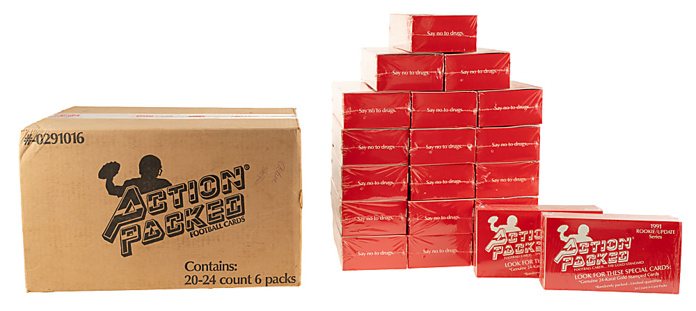 1991 Action Packed Rookie Update Football Original Unopened Case (20 Factory-Sealed Boxes) - Brett Favre Rookie Year