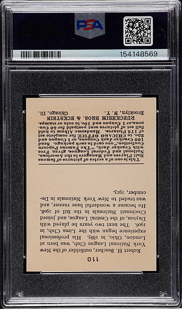 1915 E145 Cracker Jack #110 Bob Bescher PSA EX-MT 6