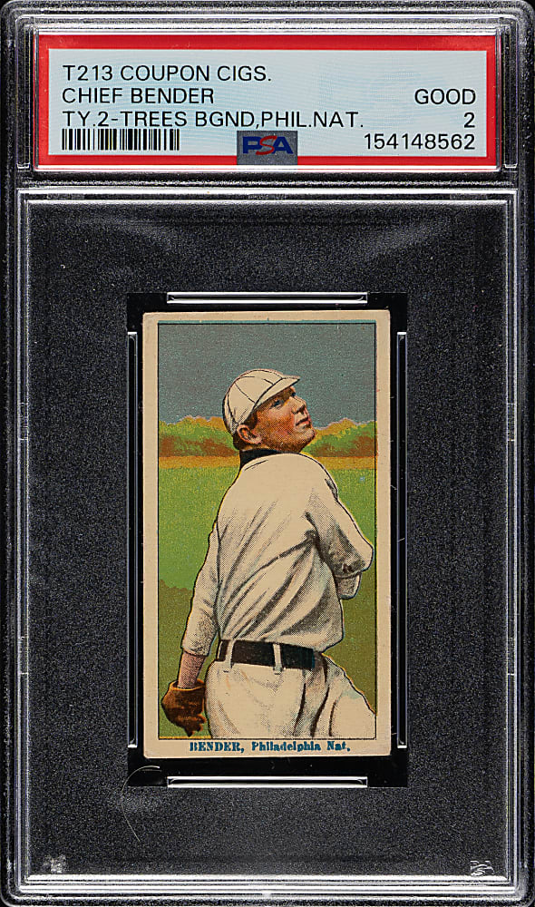 1914 T213 Coupon Cigarettes (Type 2) Chief Bender Trees in Background, Philadelphia Nat. PSA GOOD 2