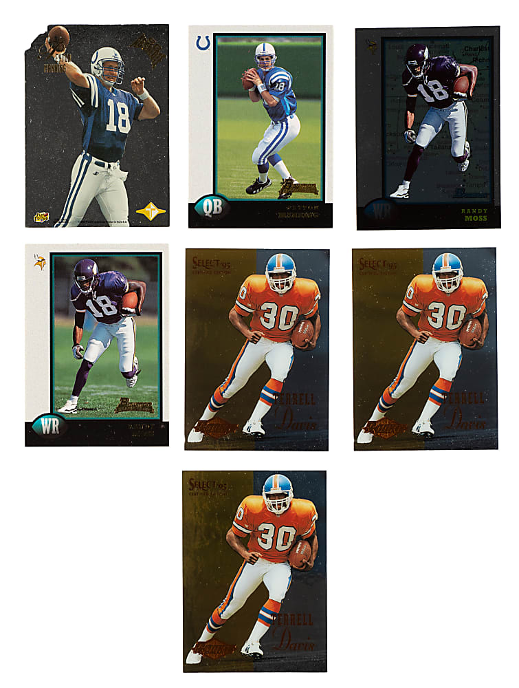 1995 and 1998 Panini, Playoff, and Absolute Football Hall of Fame Rookie Collection (7): Terrell Davis, Randy Moss, Peyton Manning