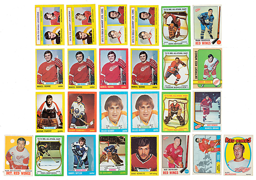 1967 to 1974 Topps and O-Pee-Chee Hockey Hall of Fame and Stars Collection (30) Including Alex Delvecchio and Phil Esposito