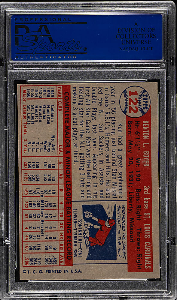 1957 Topps #122 Ken Boyer PSA NM-MT 8