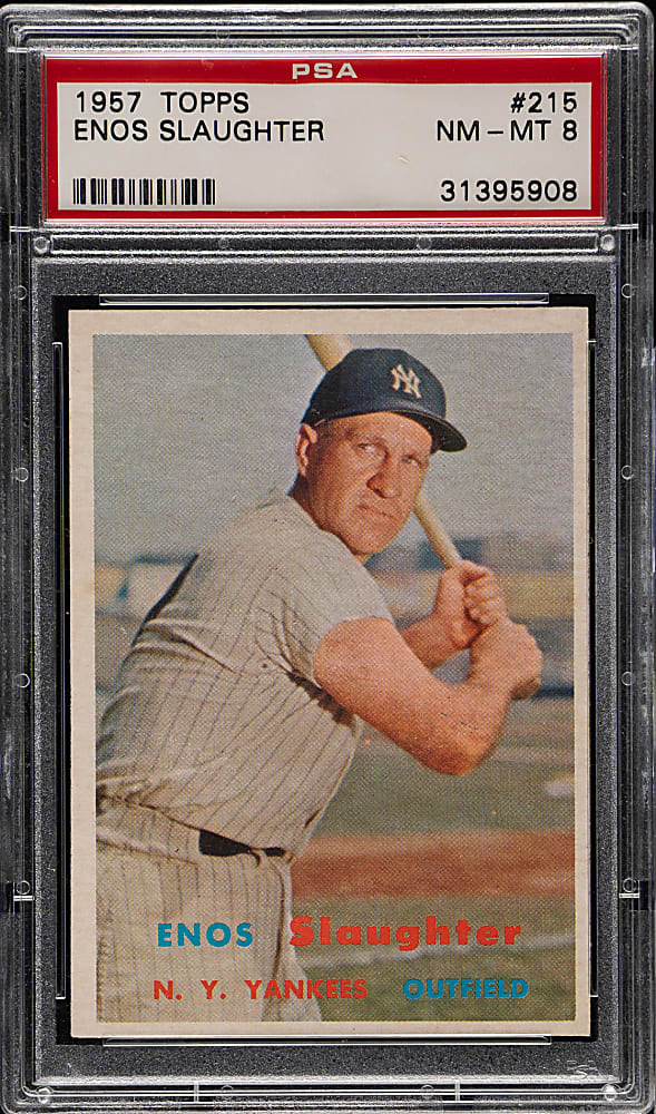 1957 Topps #215 Enos Slaughter PSA NM-MT 8