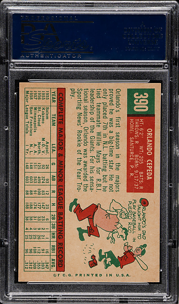 1959 Topps #390 Orlando Cepeda PSA NM-MT 8