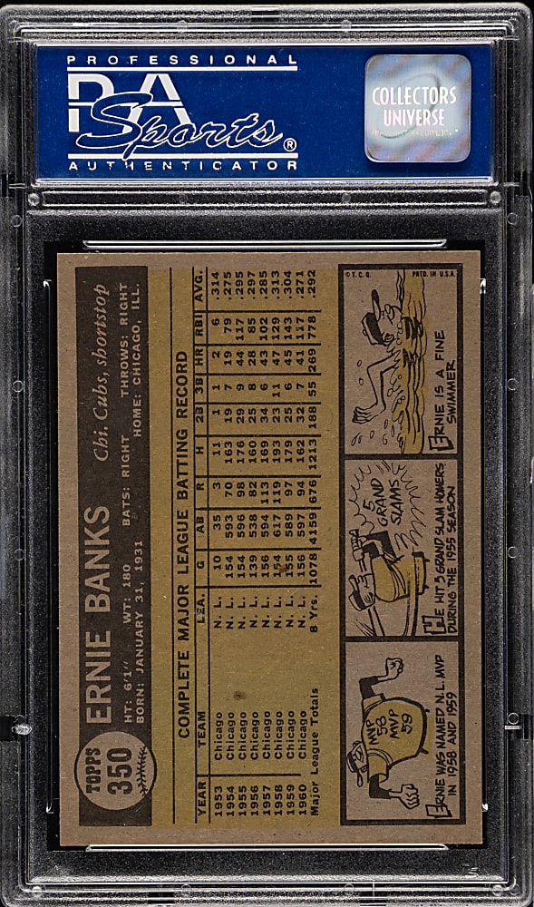 1961 Topps #350 Ernie Banks PSA NM-MT 8