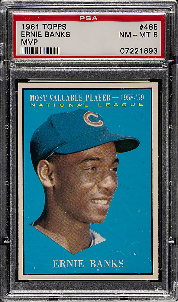 1961 Topps #485 Ernie Banks MVP PSA NM-MT 8