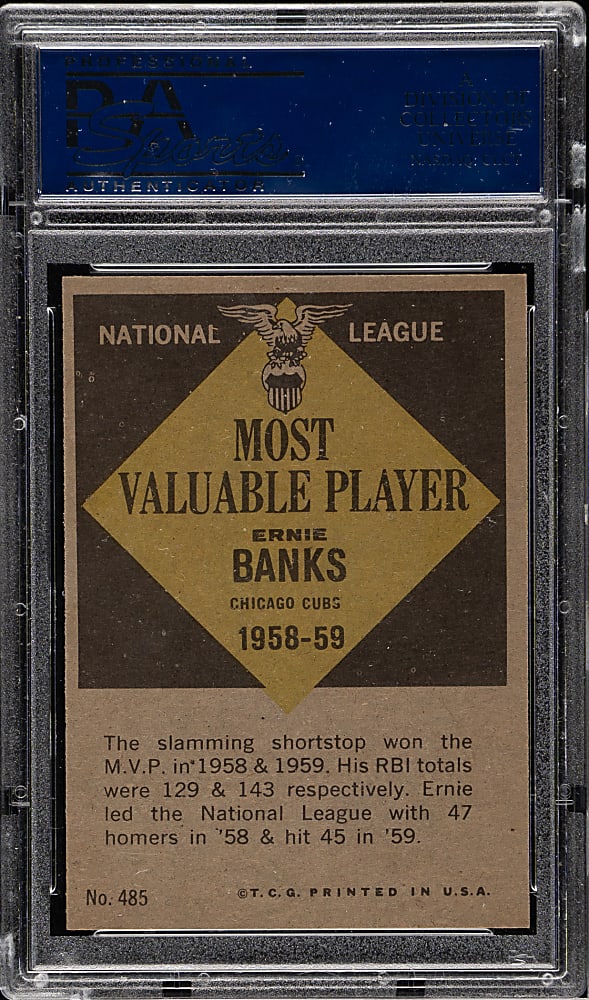 1961 Topps #485 Ernie Banks MVP PSA NM-MT 8