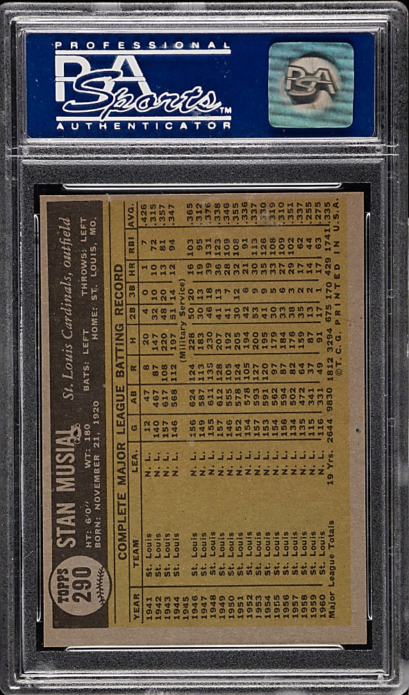 1961 Topps #290 Stan Musial PSA NM-MT 8
