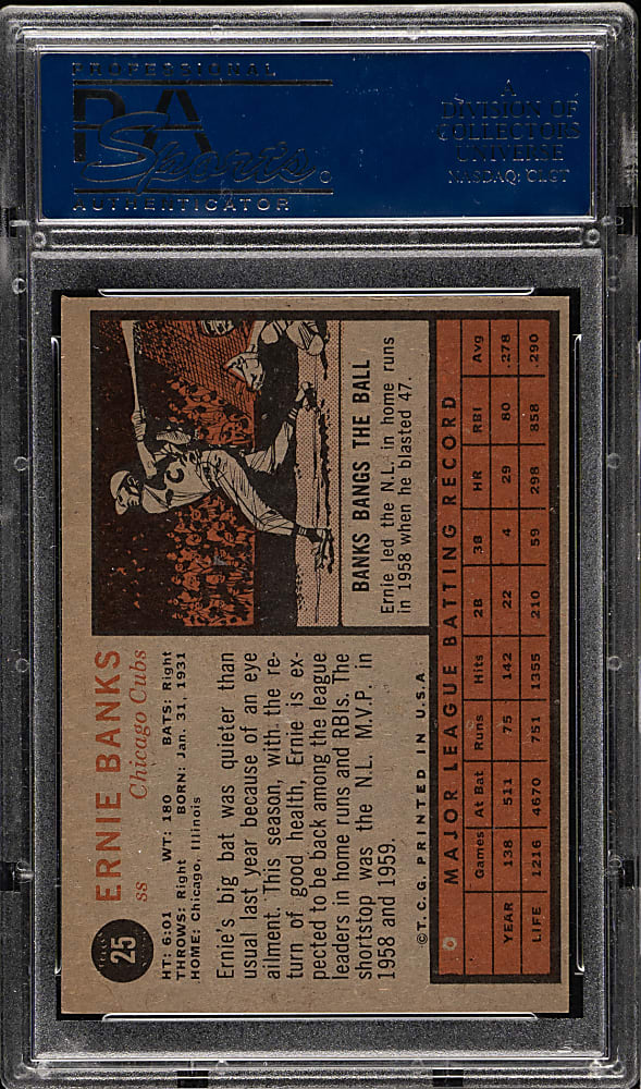 1962 Topps #25 Ernie Banks PSA NM 7