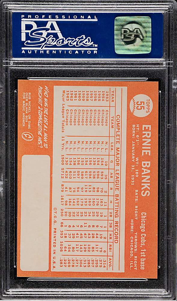 1964 Topps #55 Ernie Banks PSA NM-MT 8