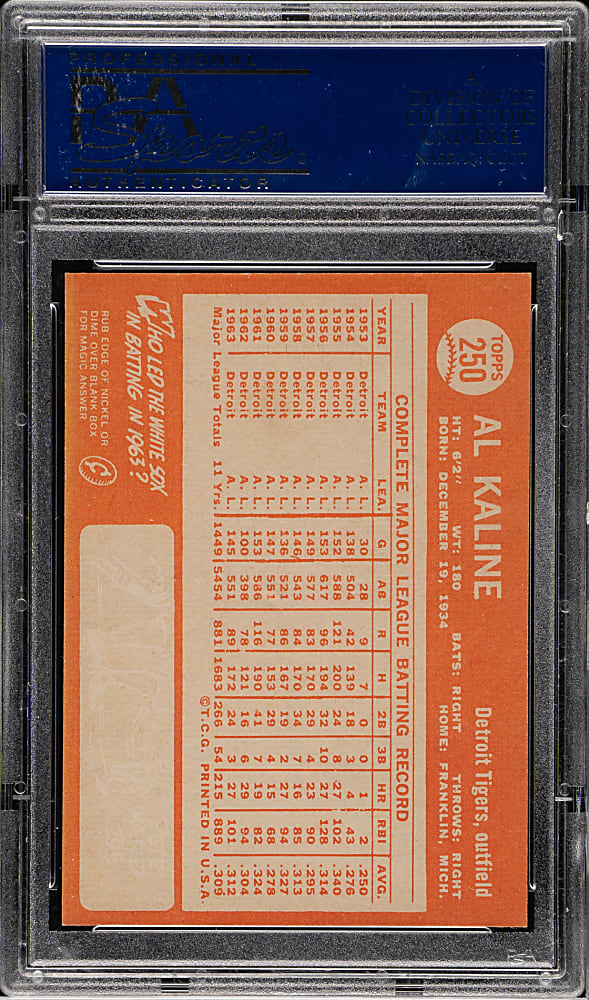 1964 Topps #250 Al Kaline PSA NM-MT 8