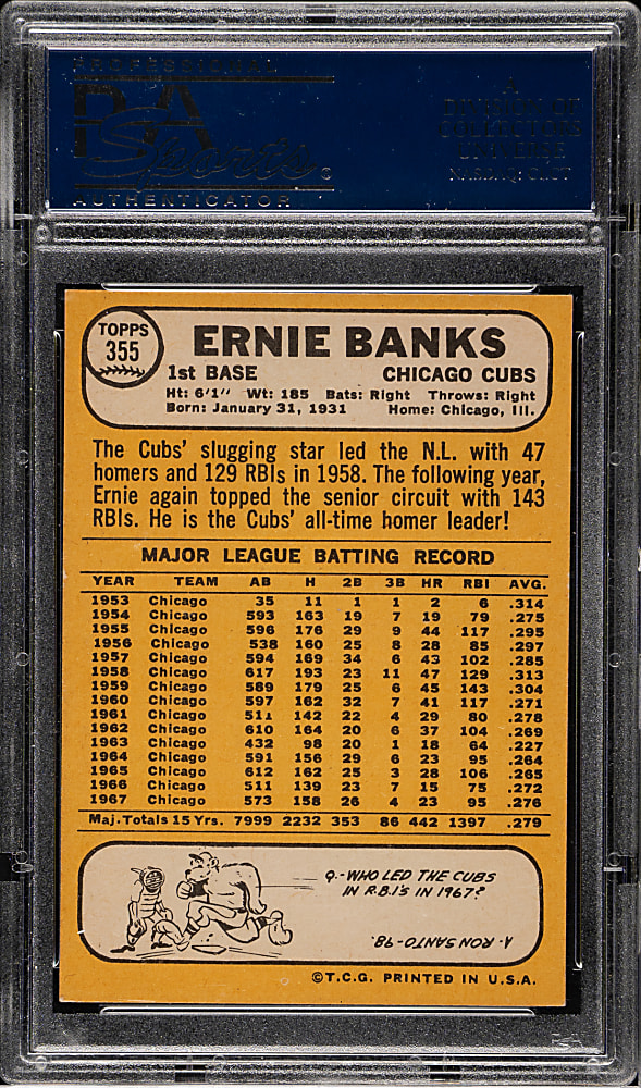 1968 Topps #355 Ernie Banks PSA NM-MT 8