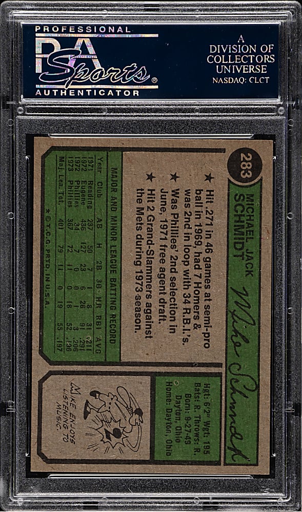 1974 Topps #283 Mike Schmidt PSA MINT 9