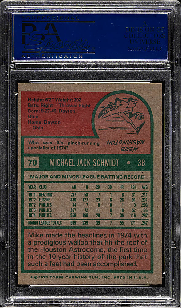 1975 Topps #70 Mike Schmidt PSA NM-MT 8