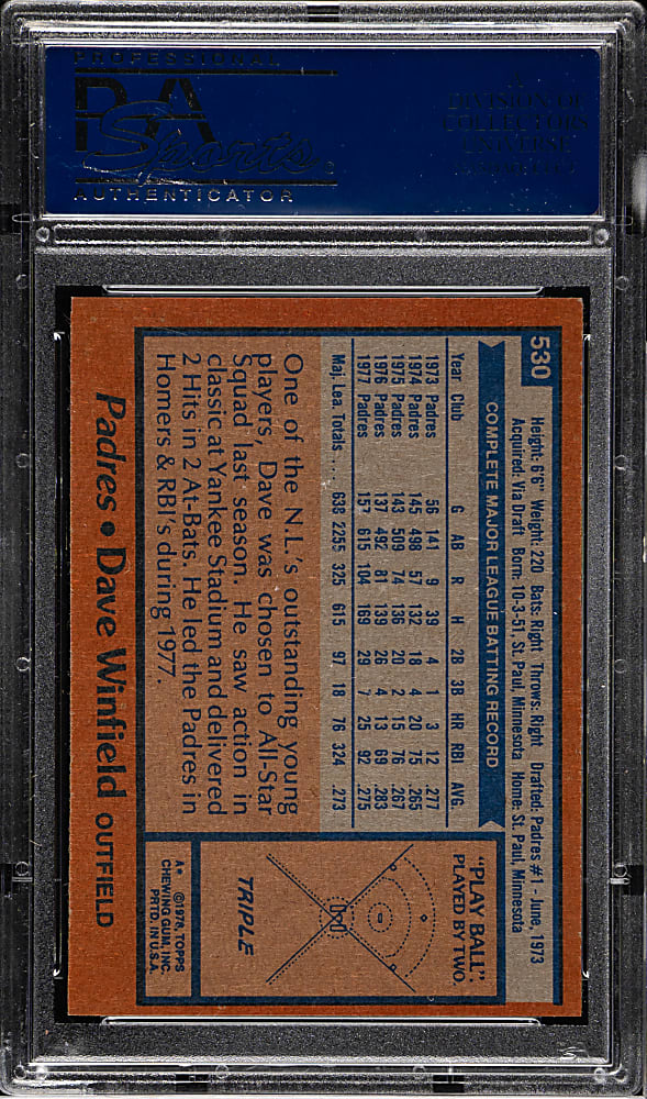 1978 Topps #530 Dave Winfield PSA MINT 9