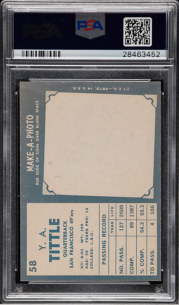 1961 Topps Football #58 Y.A. Tittle PSA NM-MT 8