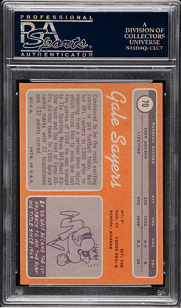 1970 Topps Football #70 Gale Sayers PSA MINT 9