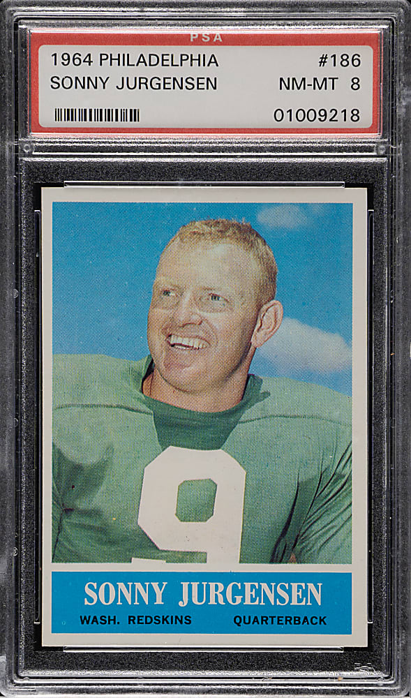 1964 Philadelphia Football #186 Sonny Jurgensen PSA NM-MT 8