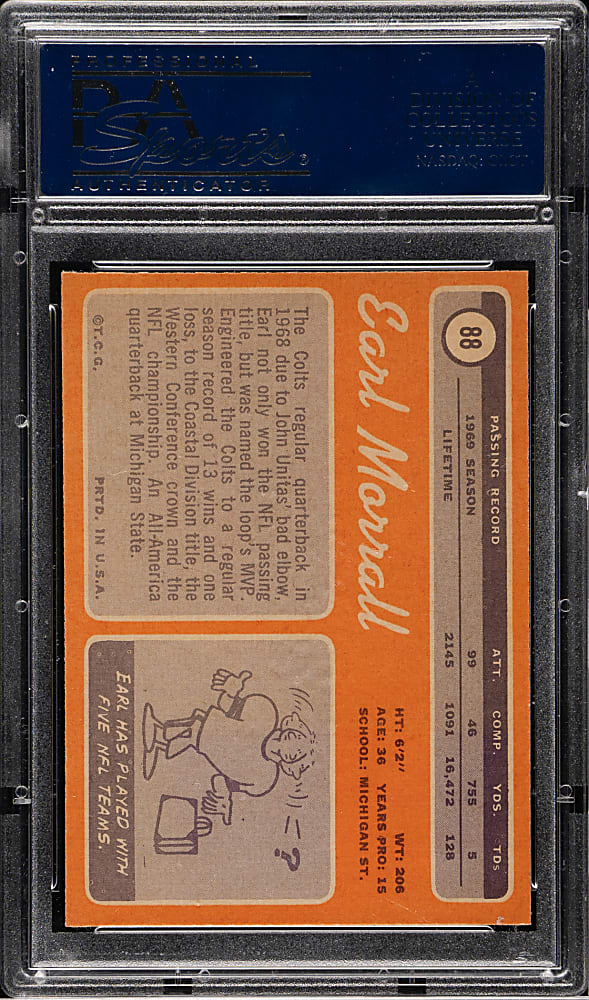 1970 Topps Football #88 Earl Morrall PSA MINT 9