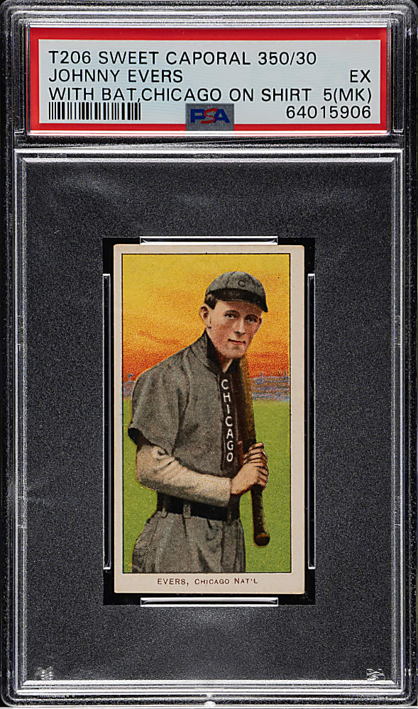 1909-1911 T206 White Border Johnny Evers with Bat, Chicago on Shirt PSA EX 5 (MK)