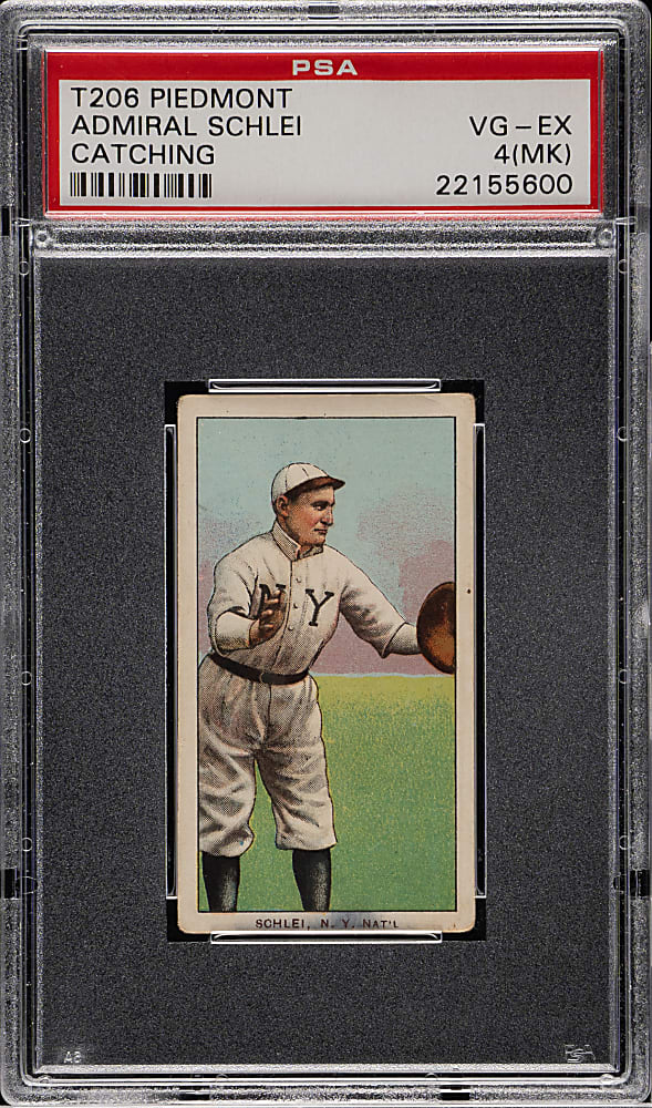 1909-1911 T206 White Border Admiral Schlei Catching PSA VG-EX 4 (MK)