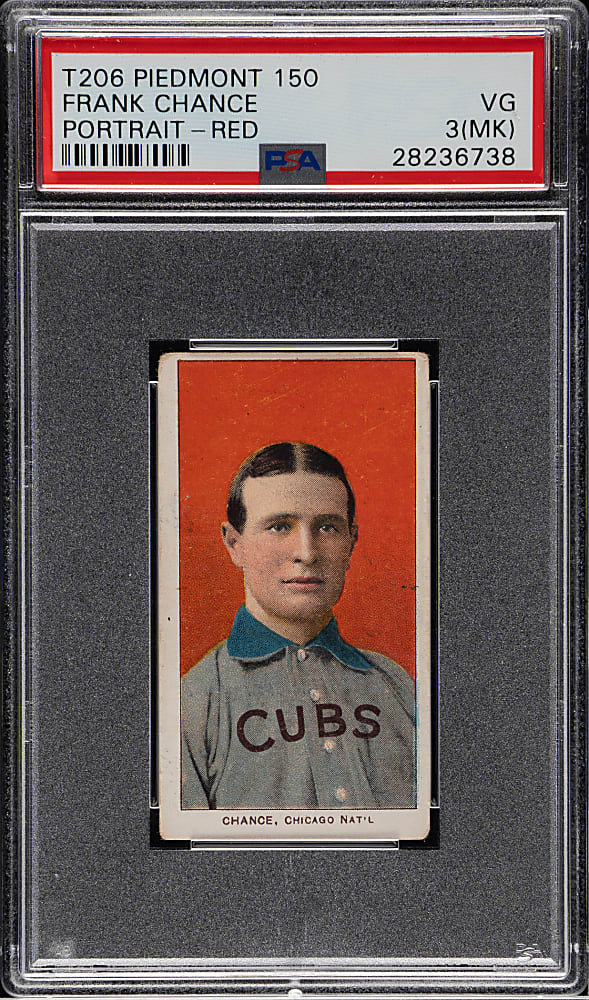 1909-1911 T206 White Border Frank Chance Portrait Red Background PSA VG 3 (MK)