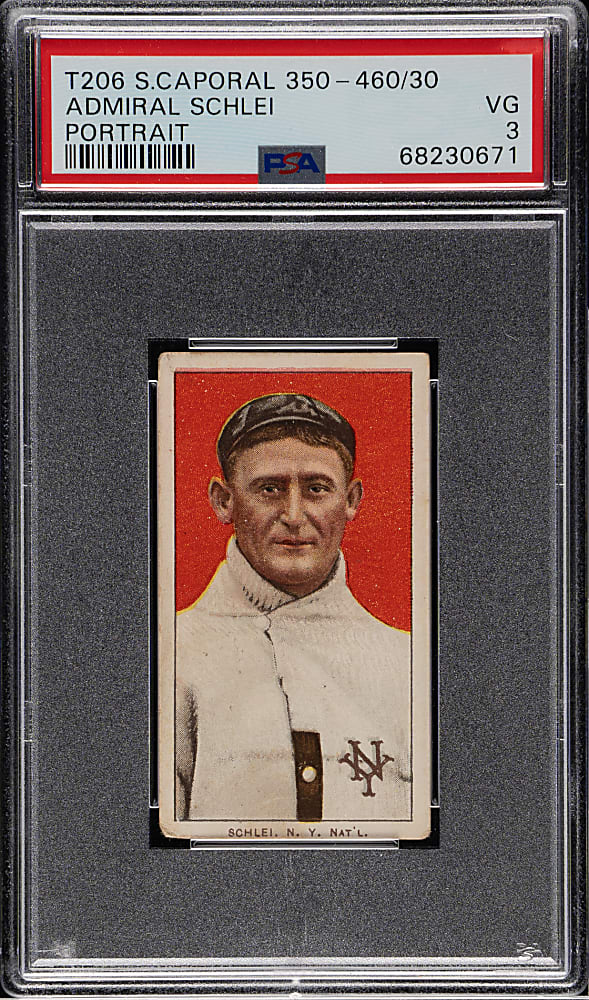 1909-1911 T206 White Border Admiral Schlei Portrait PSA VG 3