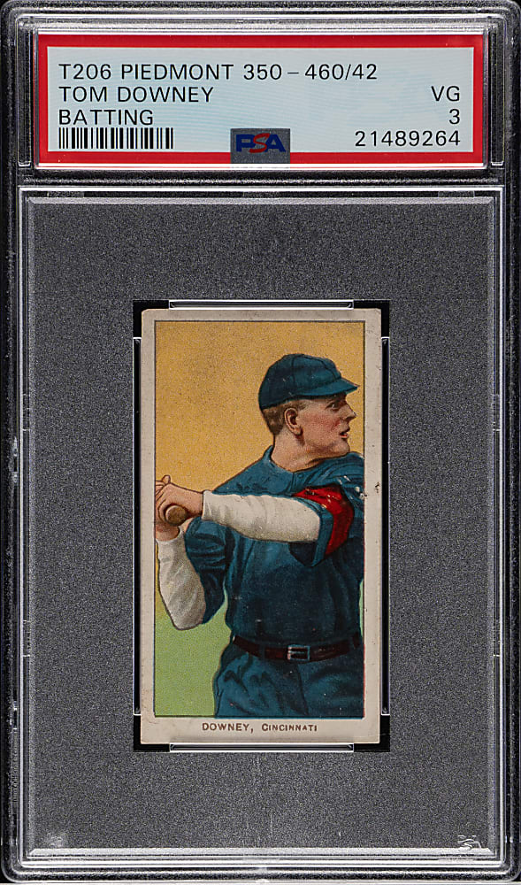 1909-1911 T206 White Border Tom Downey Batting PSA VG 3 - Piedmont "Factory 42" Back