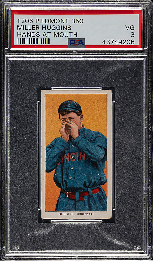 1909-1911 T206 White Border Miller Huggins Hands At Mouth PSA VG 3