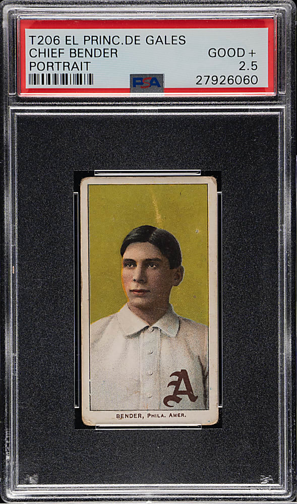 1909-1911 T206 White Border Chief Bender Portrait PSA GOOD+ 2.5 - El Principe de Gales Back