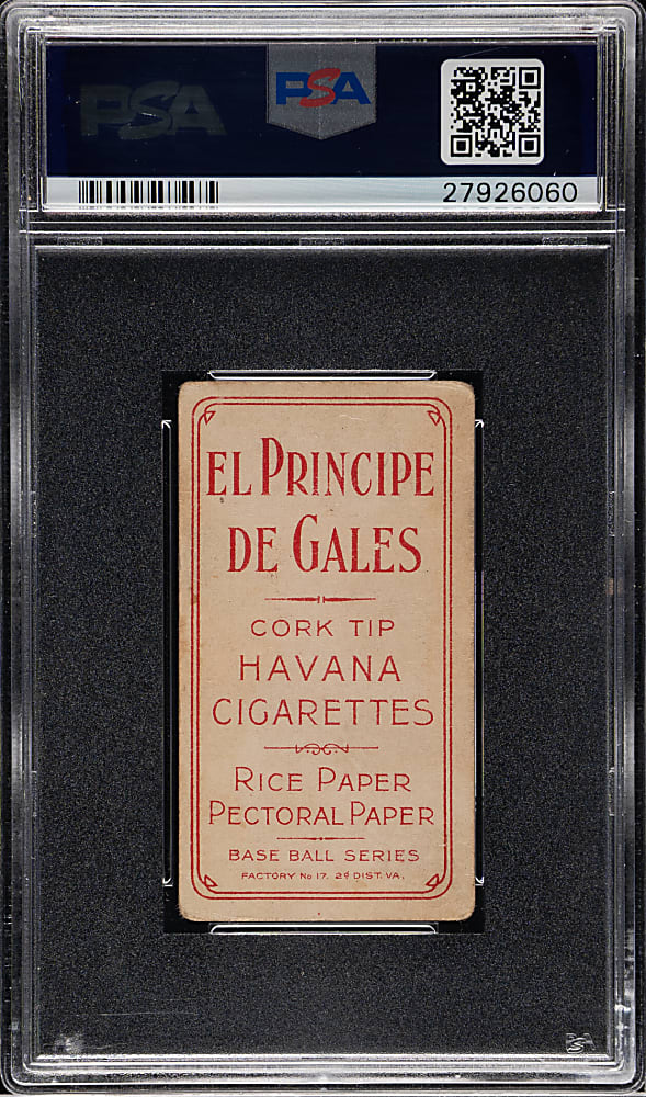 1909-1911 T206 White Border Chief Bender Portrait PSA GOOD+ 2.5 - El Principe de Gales Back