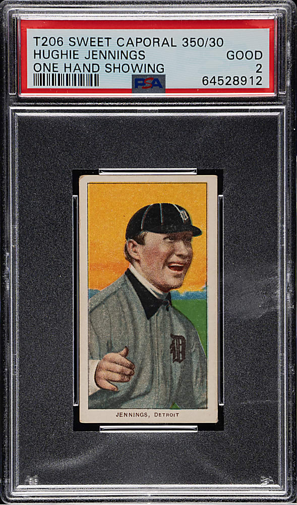 1909-1911 T206 White Border Hughie Jennings One Hand Showing PSA GOOD 2