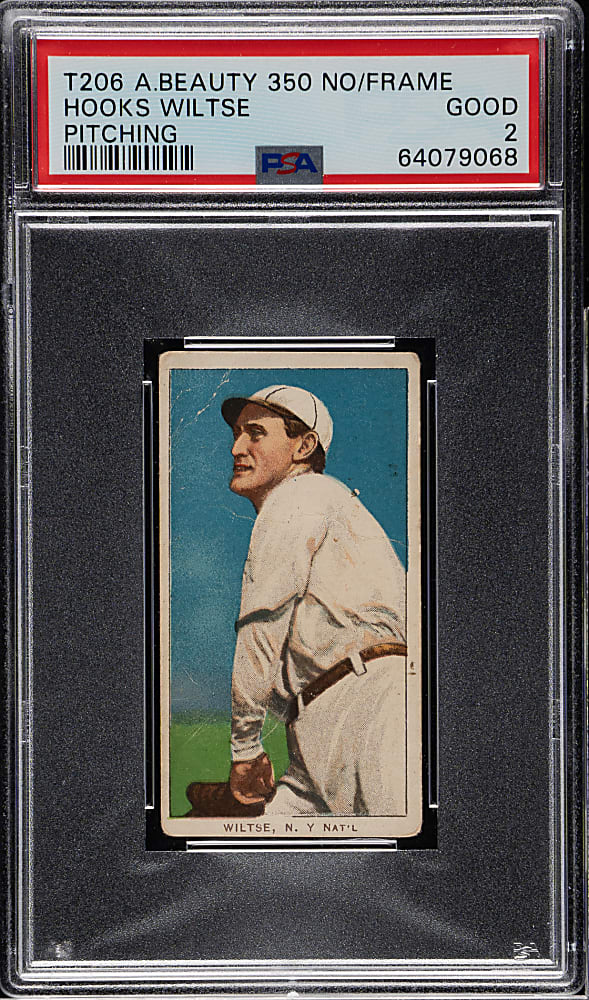 1909-1911 T206 White Border Hooks Wiltse Pitching PSA GOOD 2 - American Beauty 350 Back