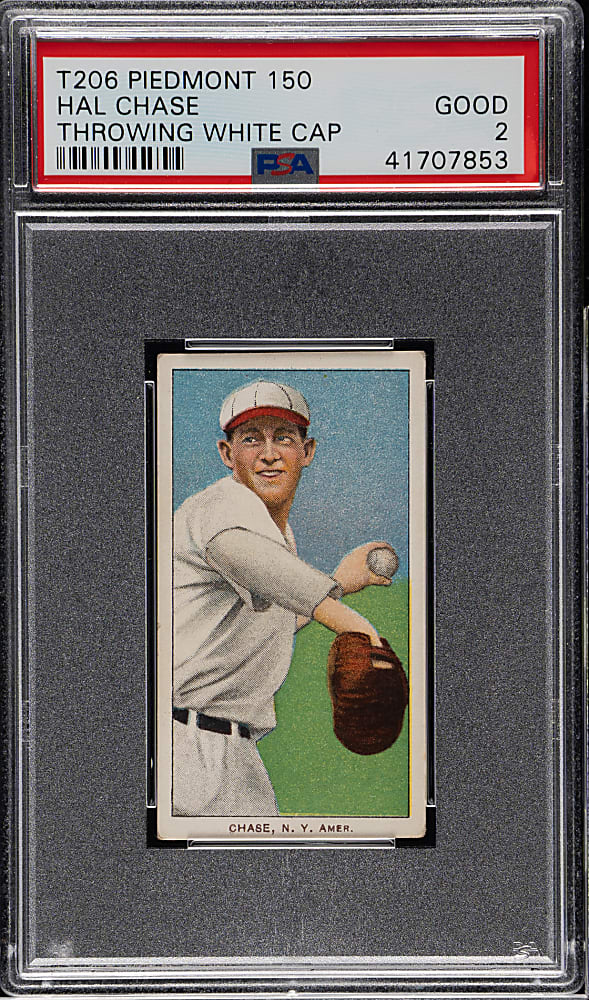 1909-1911 T206 White Border Hal Chase Throwing White Cap PSA GOOD 2
