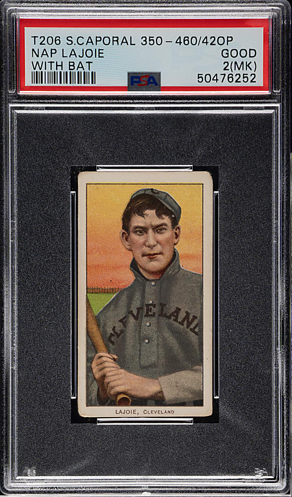 1909-1911 T206 White Border Nap Lajoie with Bat PSA GOOD 2 (MK)