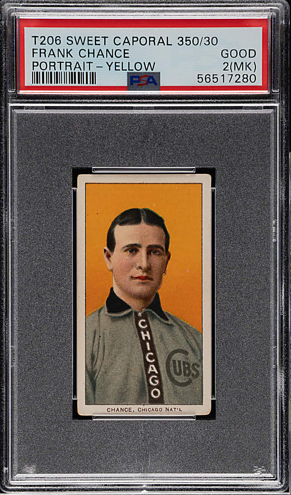1909-1911 T206 White Border Frank Chance Yellow Background PSA GOOD 2 (MK)