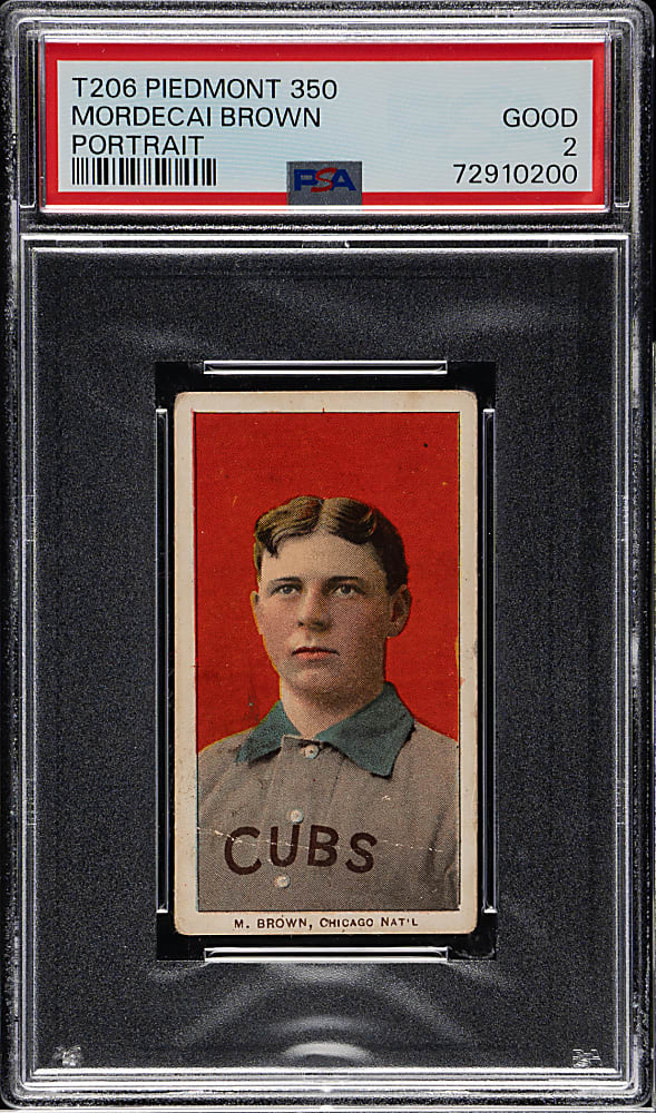 1909-1911 T206 White Border Mordecai Brown Portrait PSA GOOD 2