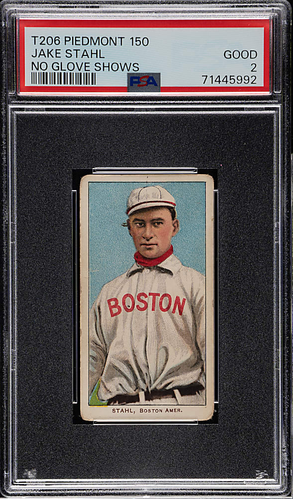1909-1911 T206 White Border Jake Stahl No Glove Showing PSA GOOD 2
